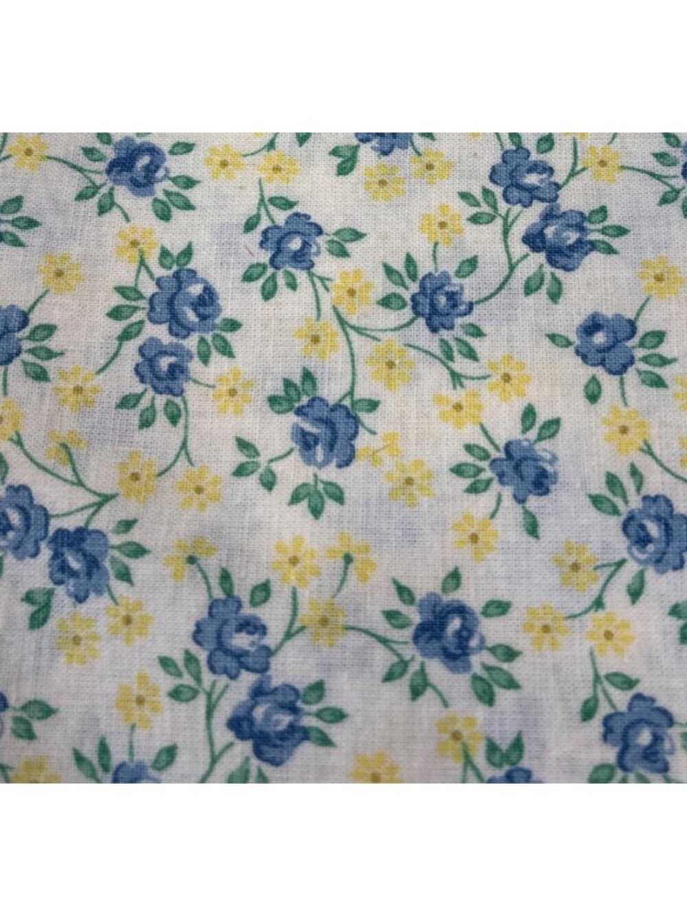 Blue & Yellow Floral Cotton Fabric 16x17" Sewing Quilting